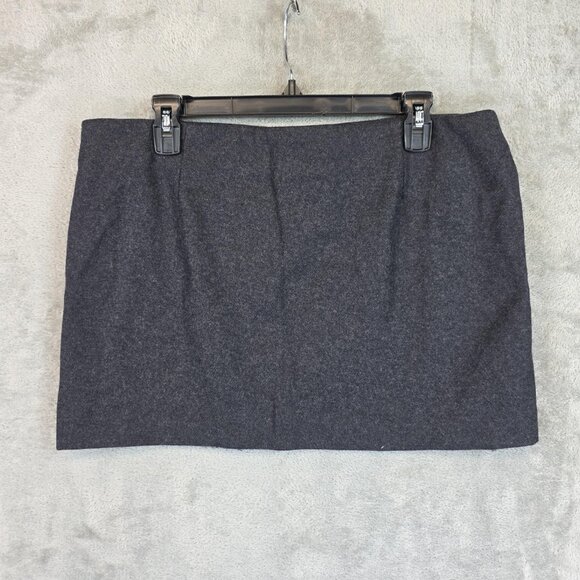MNG Mango Selection Skirt Womens Large Charcoal Wool Blend Mini Lined Side Zip - Picture 6 of 10